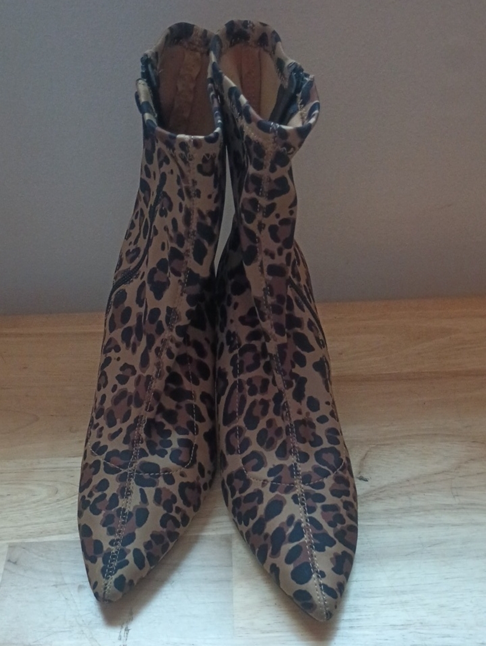 Cadaoria Leopard Print Pointed Toe Ankle Boots - Brown 9